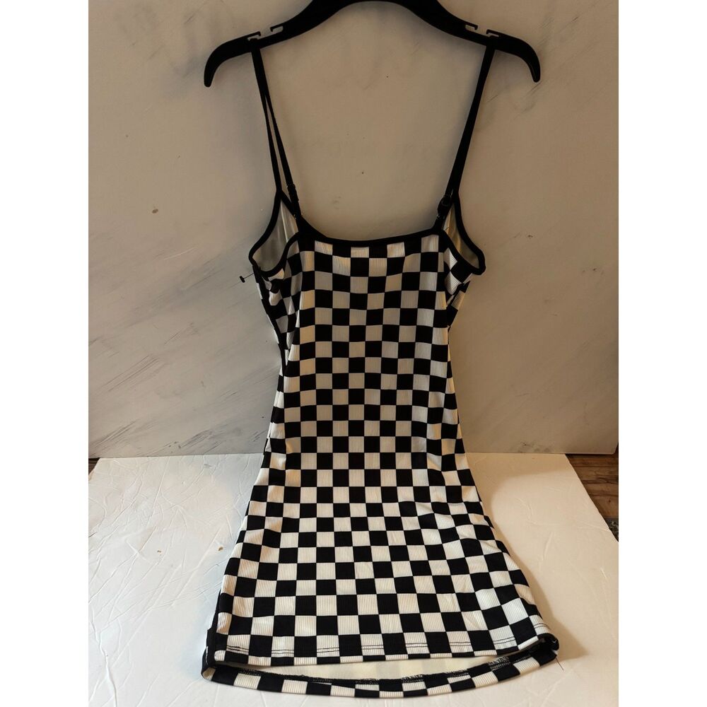 Princess Polly Black & White Checkered Ribbed Mini Dress Size US 6 NWT